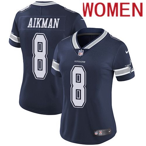 Women Dallas Cowboys #8 Troy Aikman Nike Navy Vapor Limited NFL Jersey